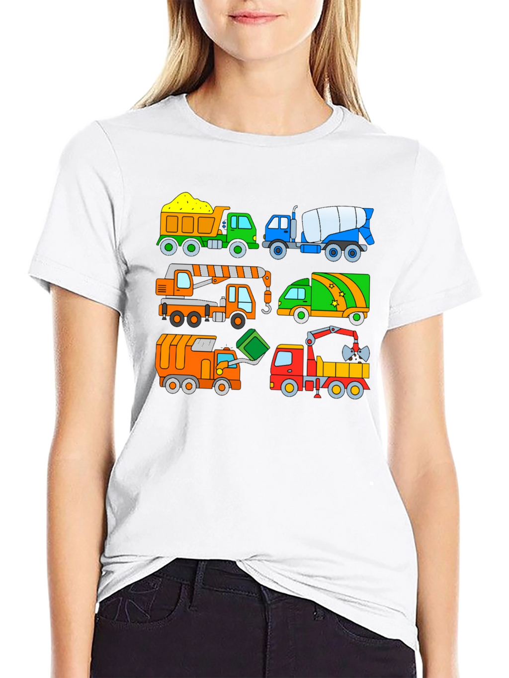 Construction Truck Print Black T-Shirt