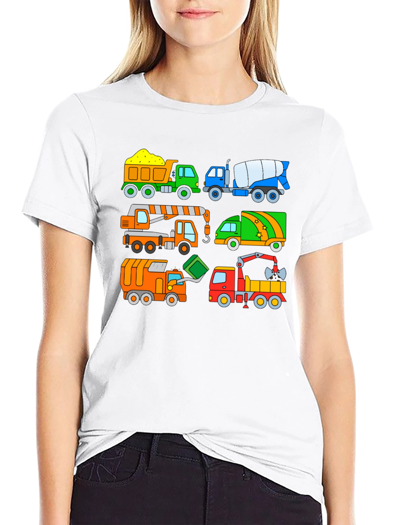 Construction Truck Print Black T-Shirt