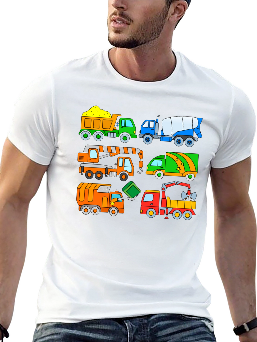 Construction Truck Print Black T-Shirt