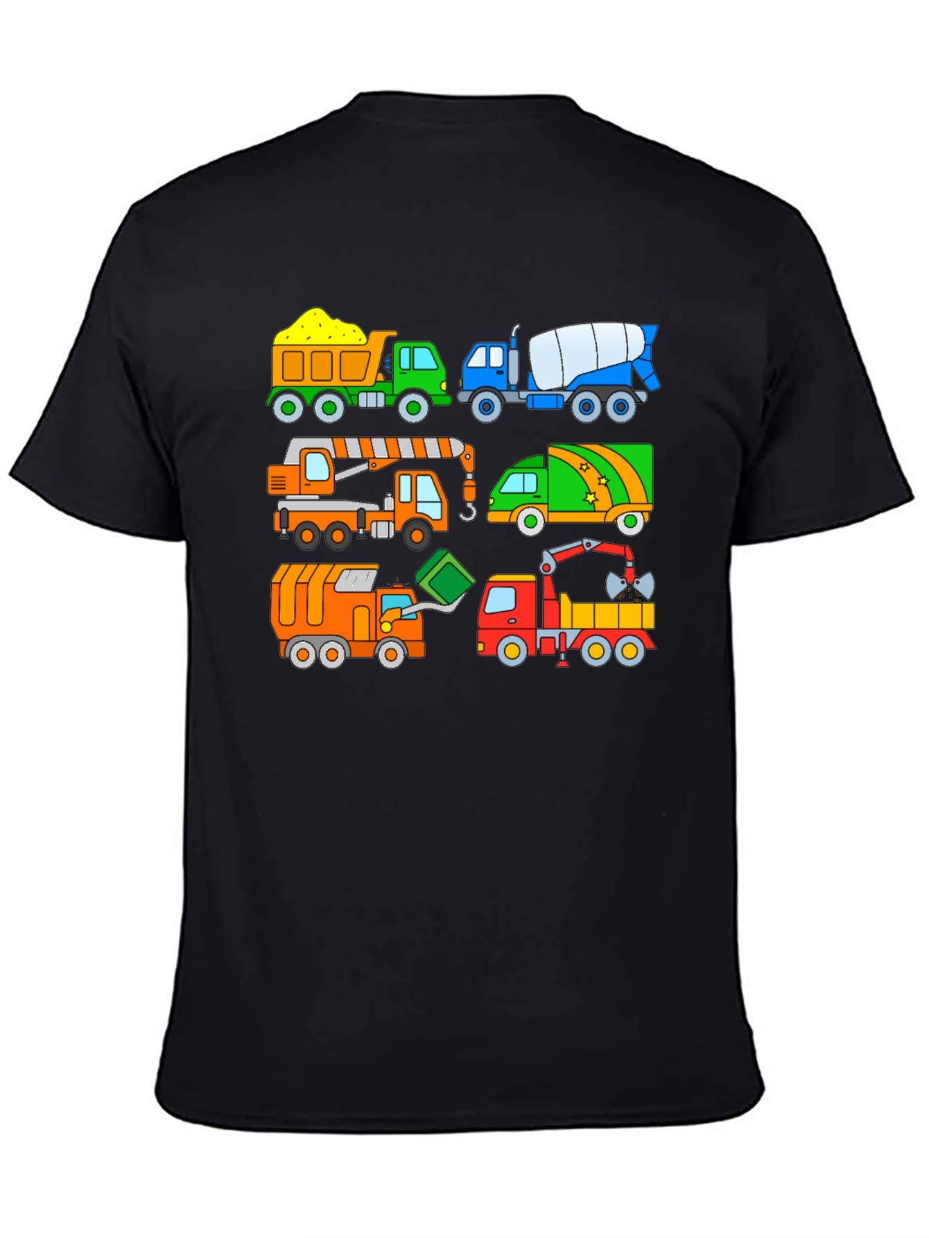 Construction Truck Print Black T-Shirt