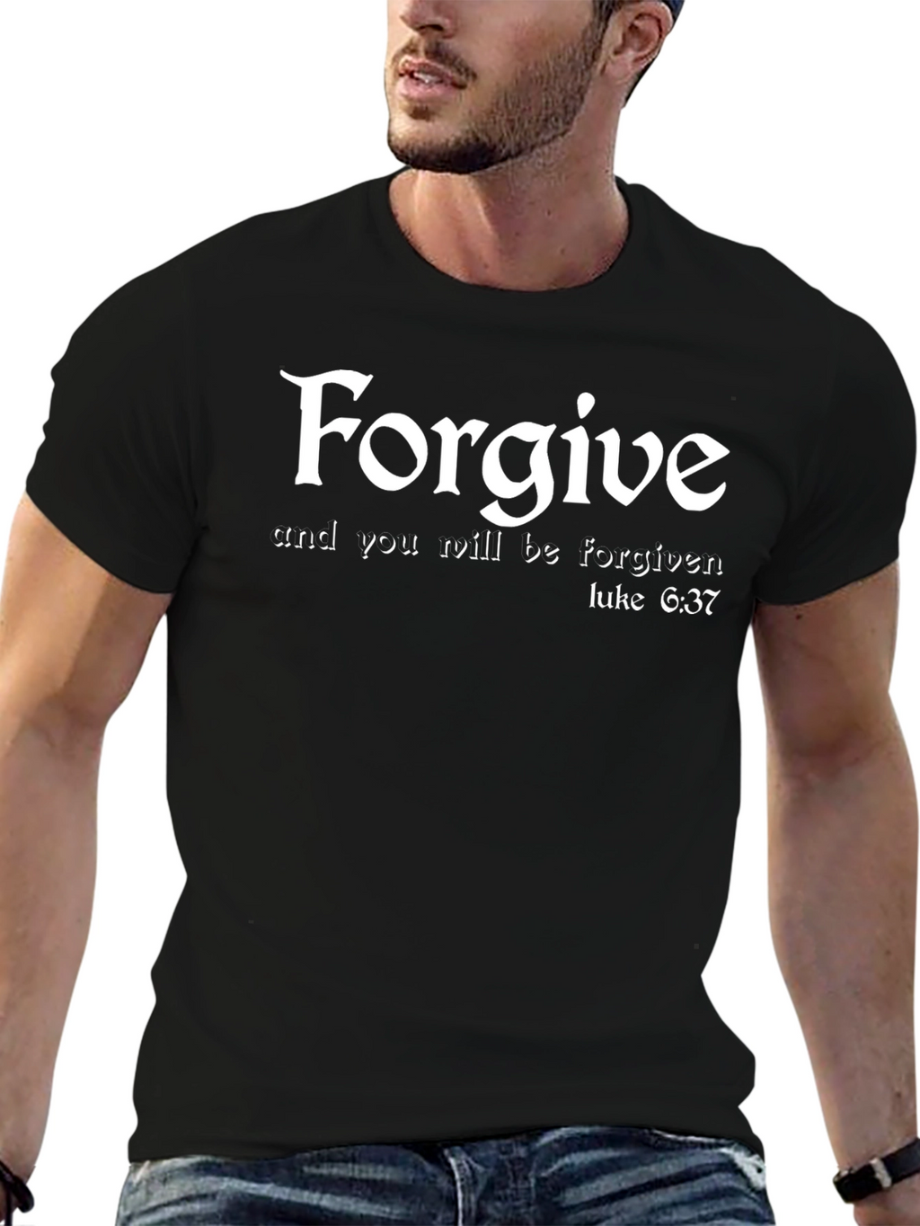 Forgive Luke 6:37 Black Graphic T-Shirt