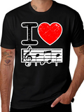 I Love Music Black Graphic T-Shirt