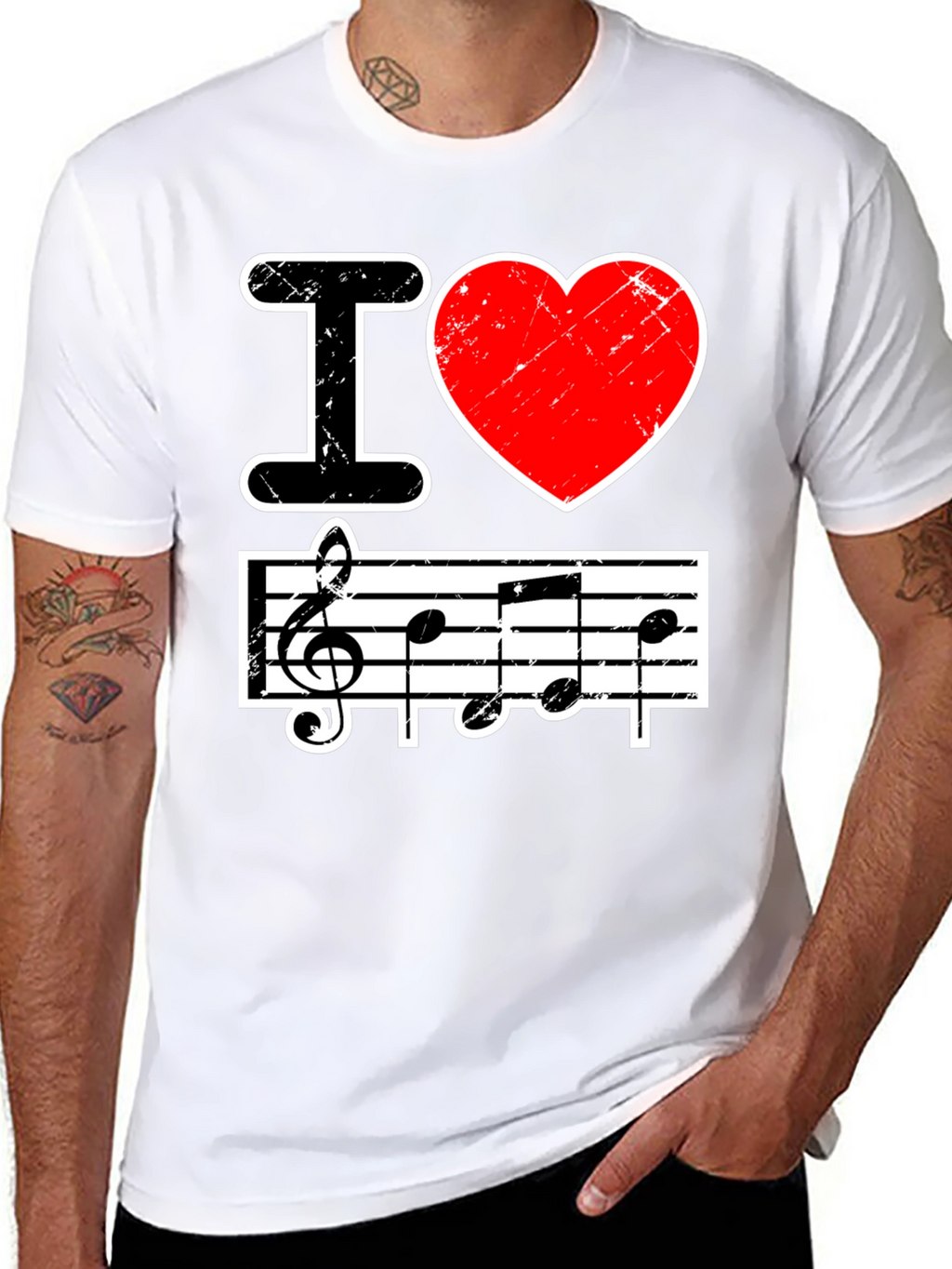 I Love Music Black Graphic T-Shirt