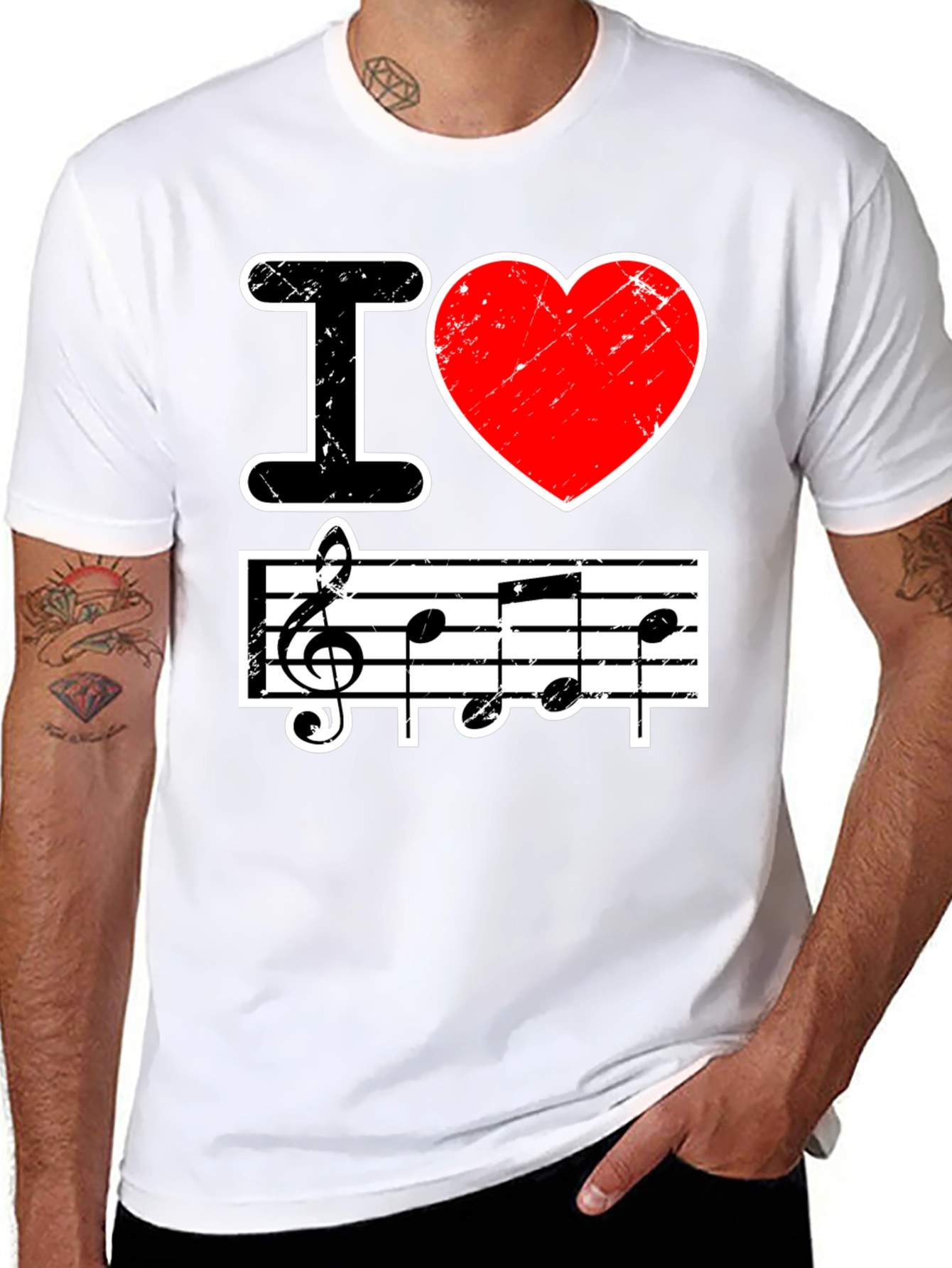 I Love Music Black Graphic T-Shirt