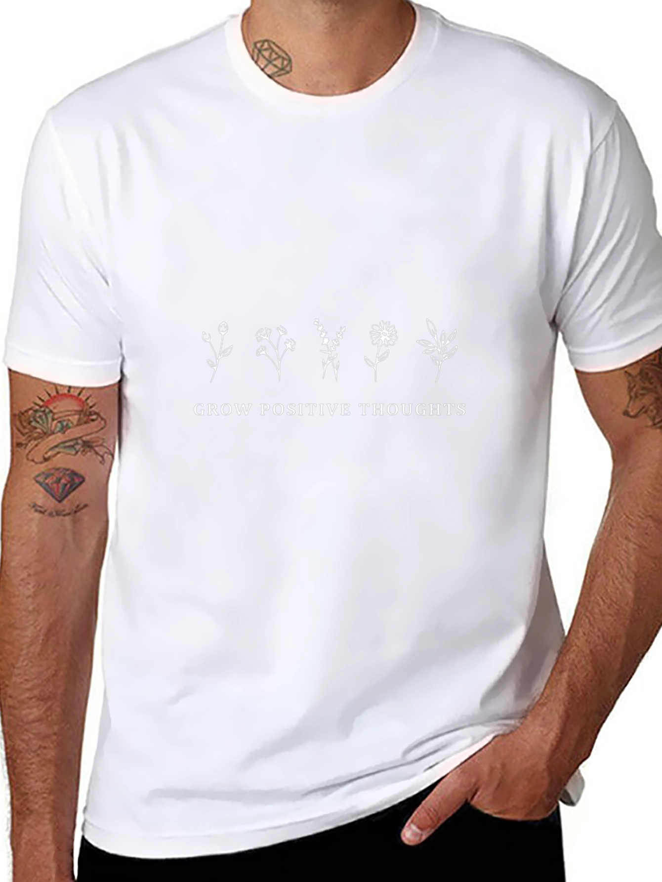 Grow Positive Thoughts Graphic Tee - Black