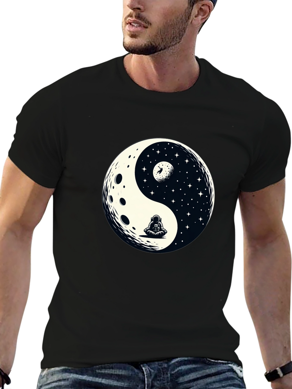 Yin Yang Astronaut Graphic Tee - Cosmic Balance