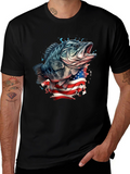 Bass Fish American Flag Graphic Tee