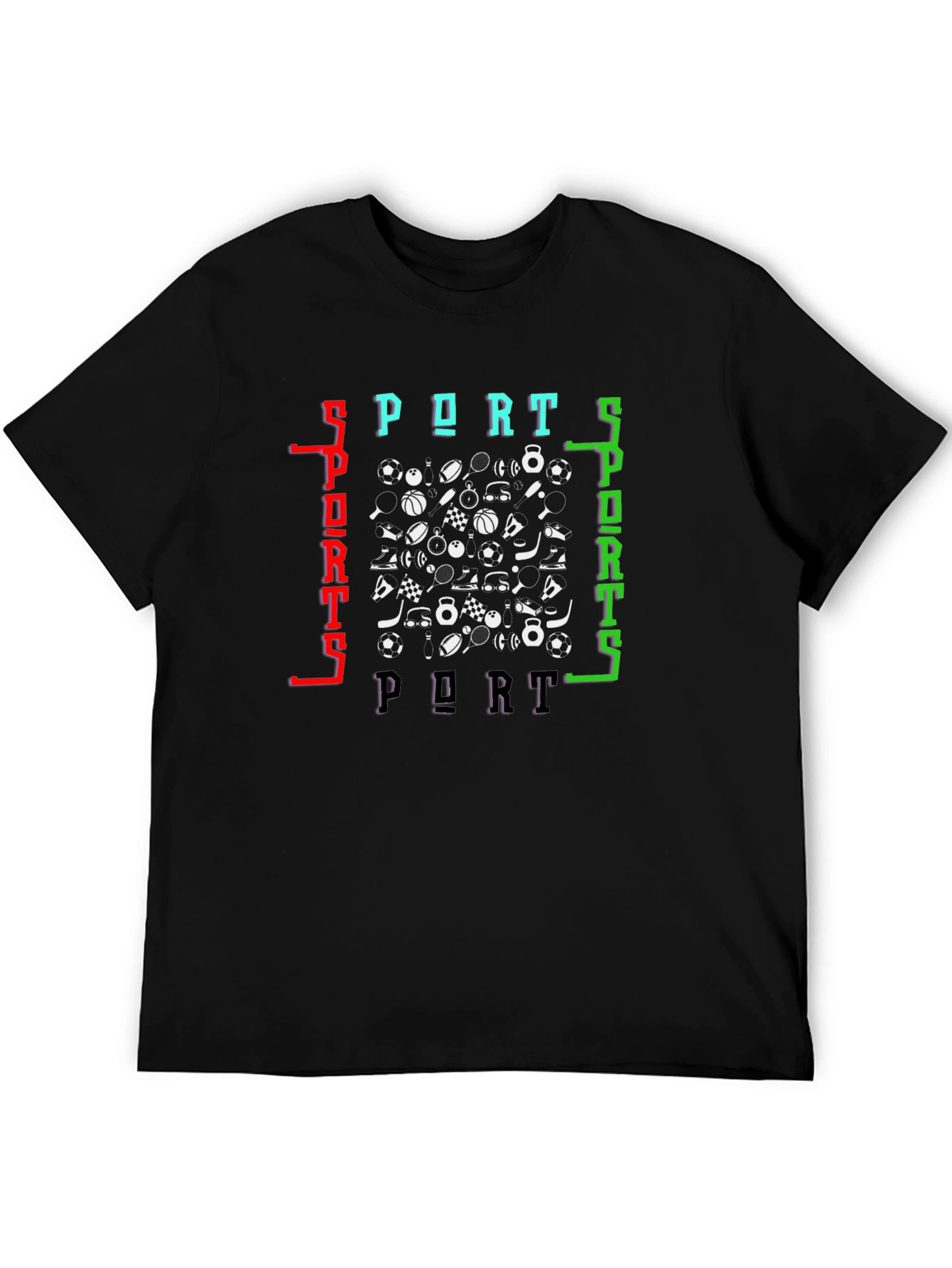 Sports Design Black T-Shirt