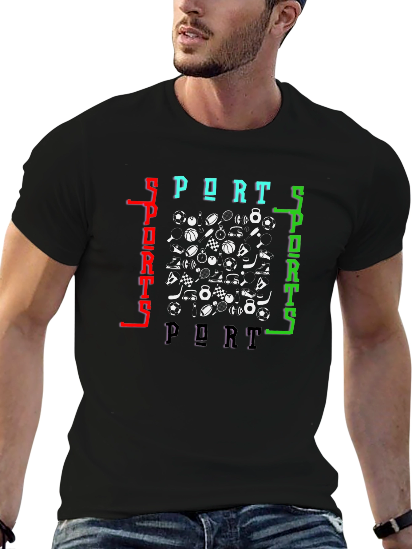 Sports Design Black T-Shirt
