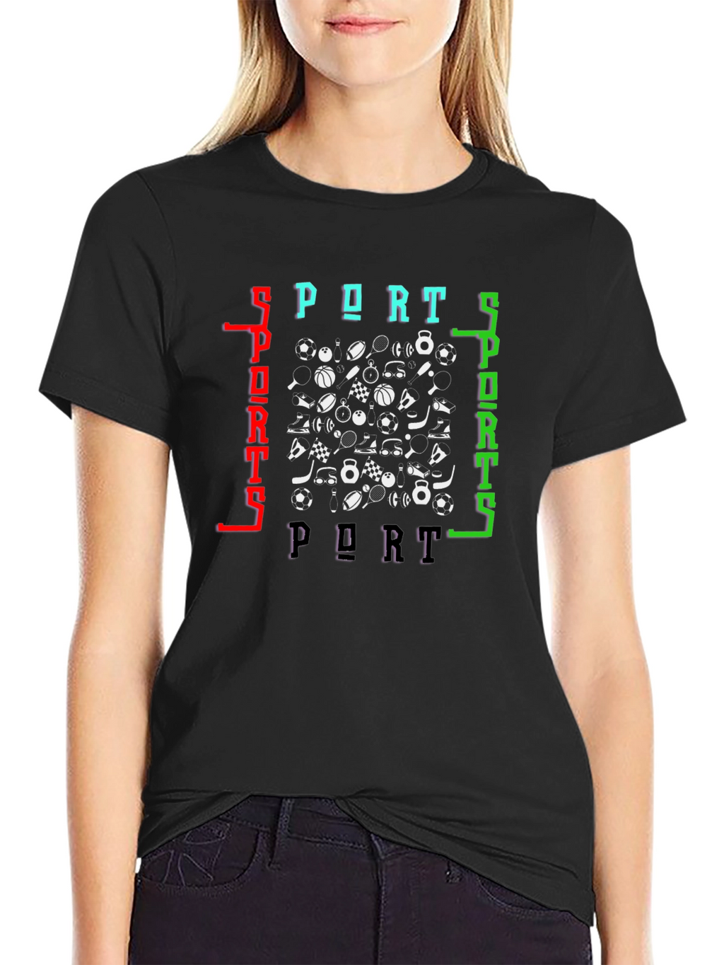 Sports Design Black T-Shirt