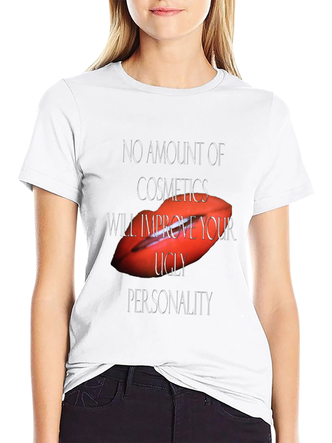 Sarcastic Lips Graphic Tee - Black Unisex T-Shirt