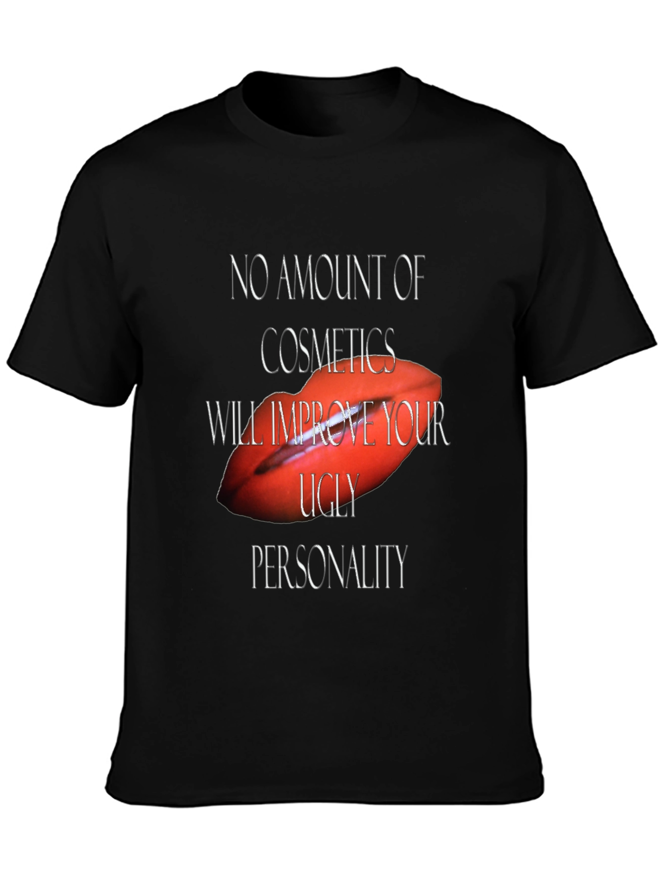 Sarcastic Lips Graphic Tee - Black Unisex T-Shirt