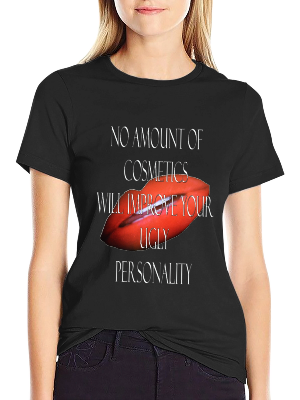 Sarcastic Lips Graphic Tee - Black Unisex T-Shirt