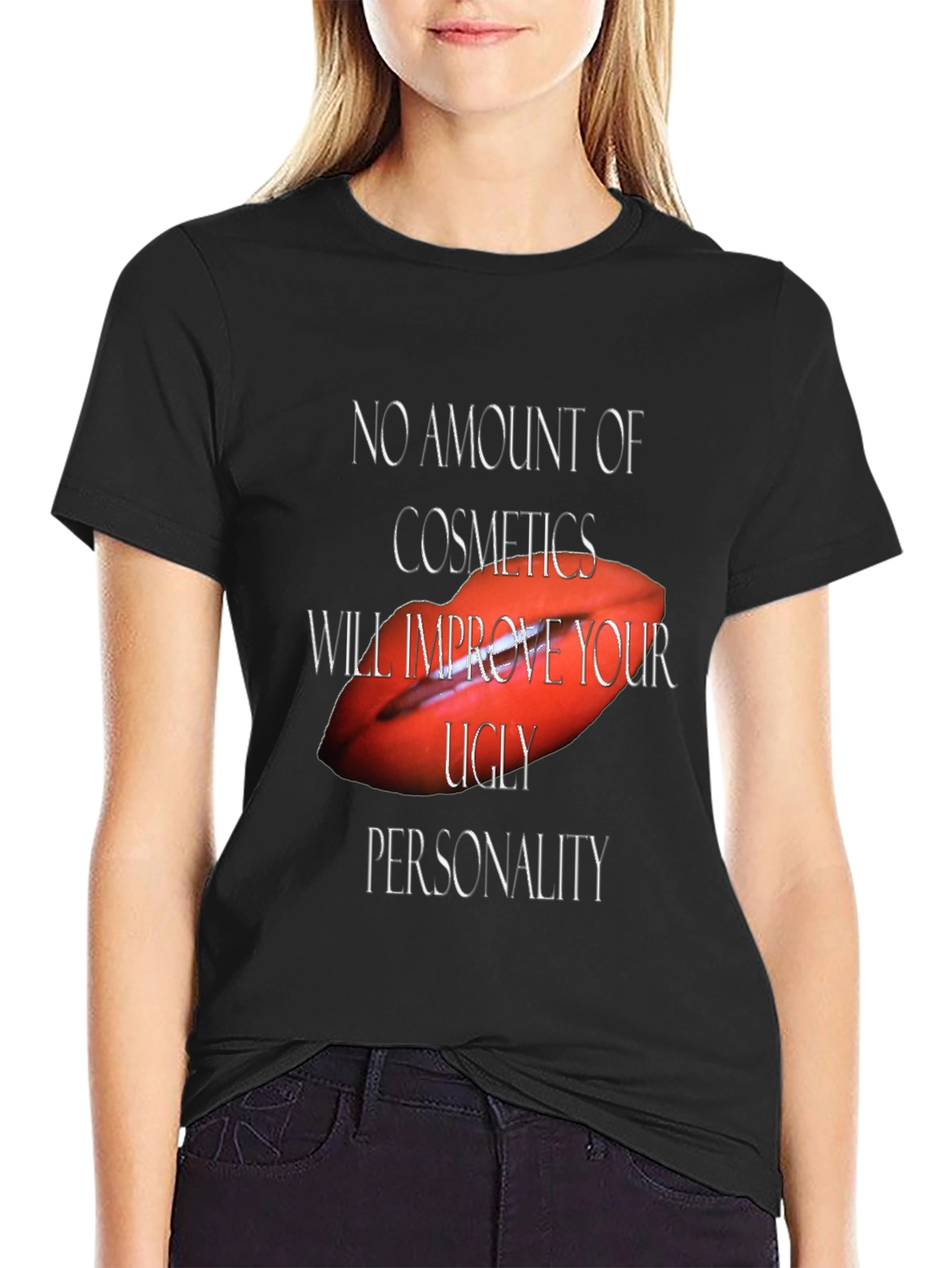 Sarcastic Lips Graphic Tee - Black Unisex T-Shirt