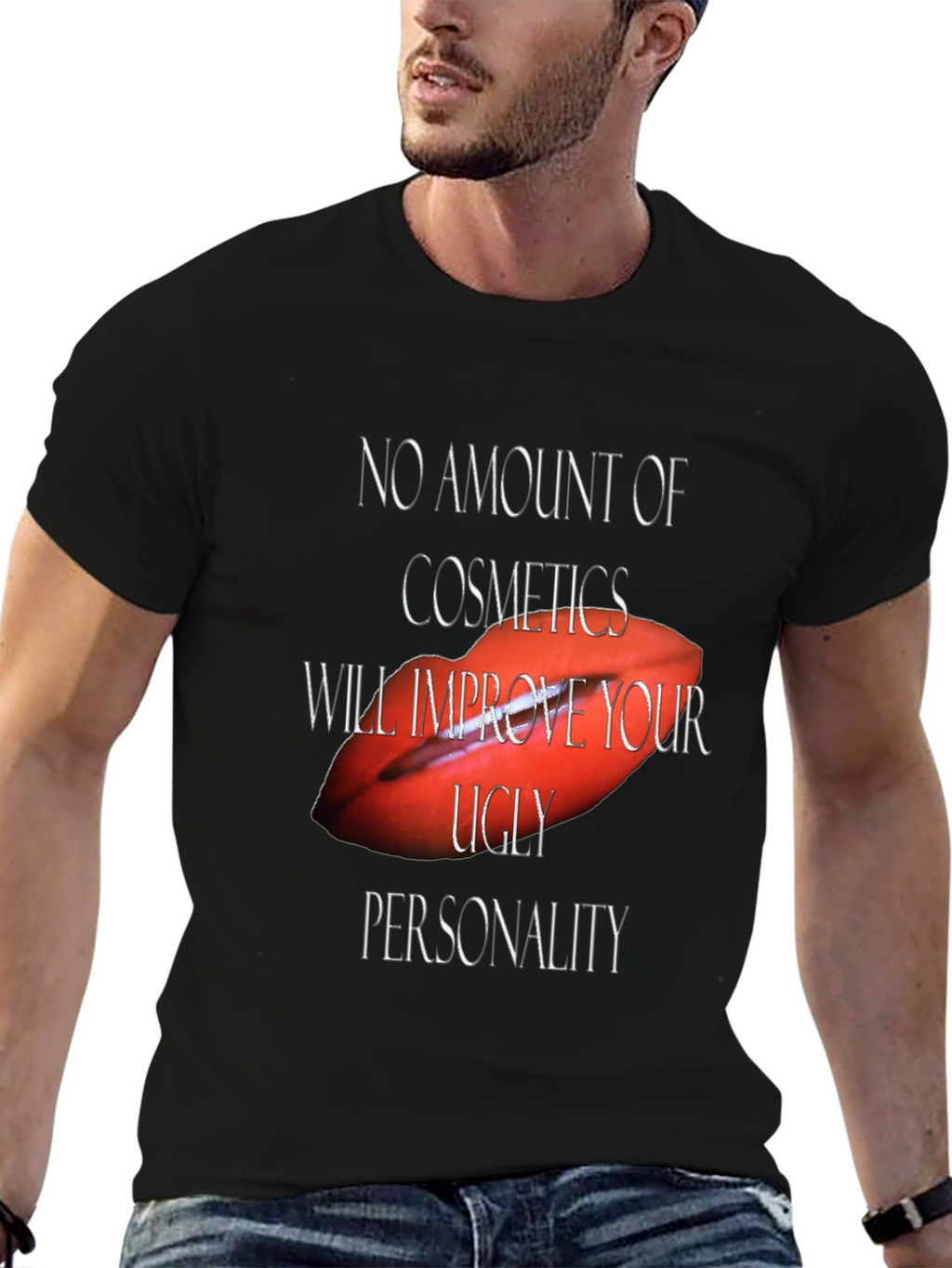 Sarcastic Lips Graphic Tee - Black Unisex T-Shirt