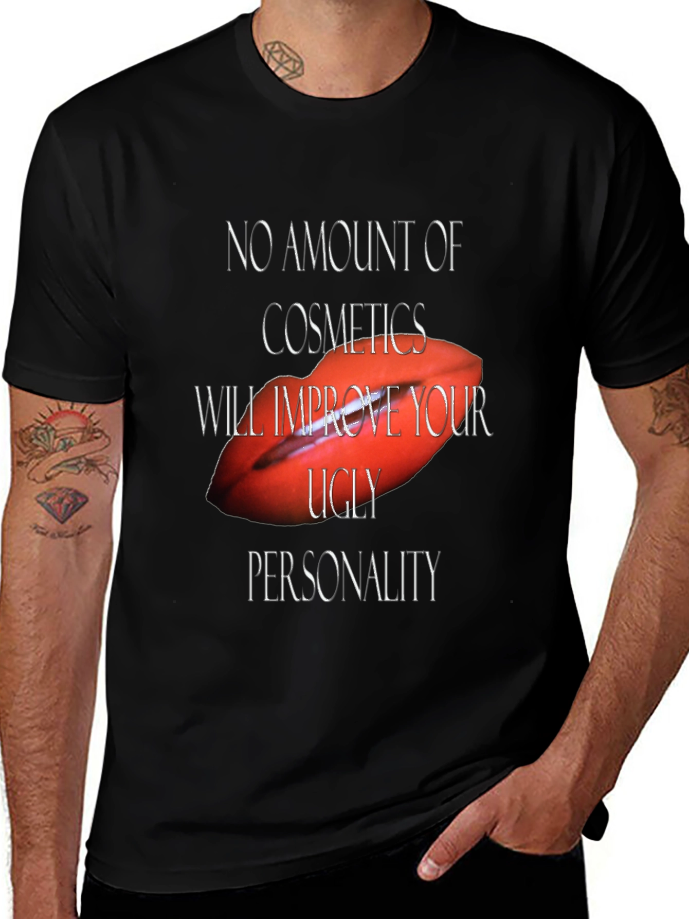 Sarcastic Lips Graphic Tee - Black Unisex T-Shirt