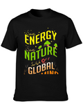 Eco-Friendly Save Energy Graphic Print T-Shirt