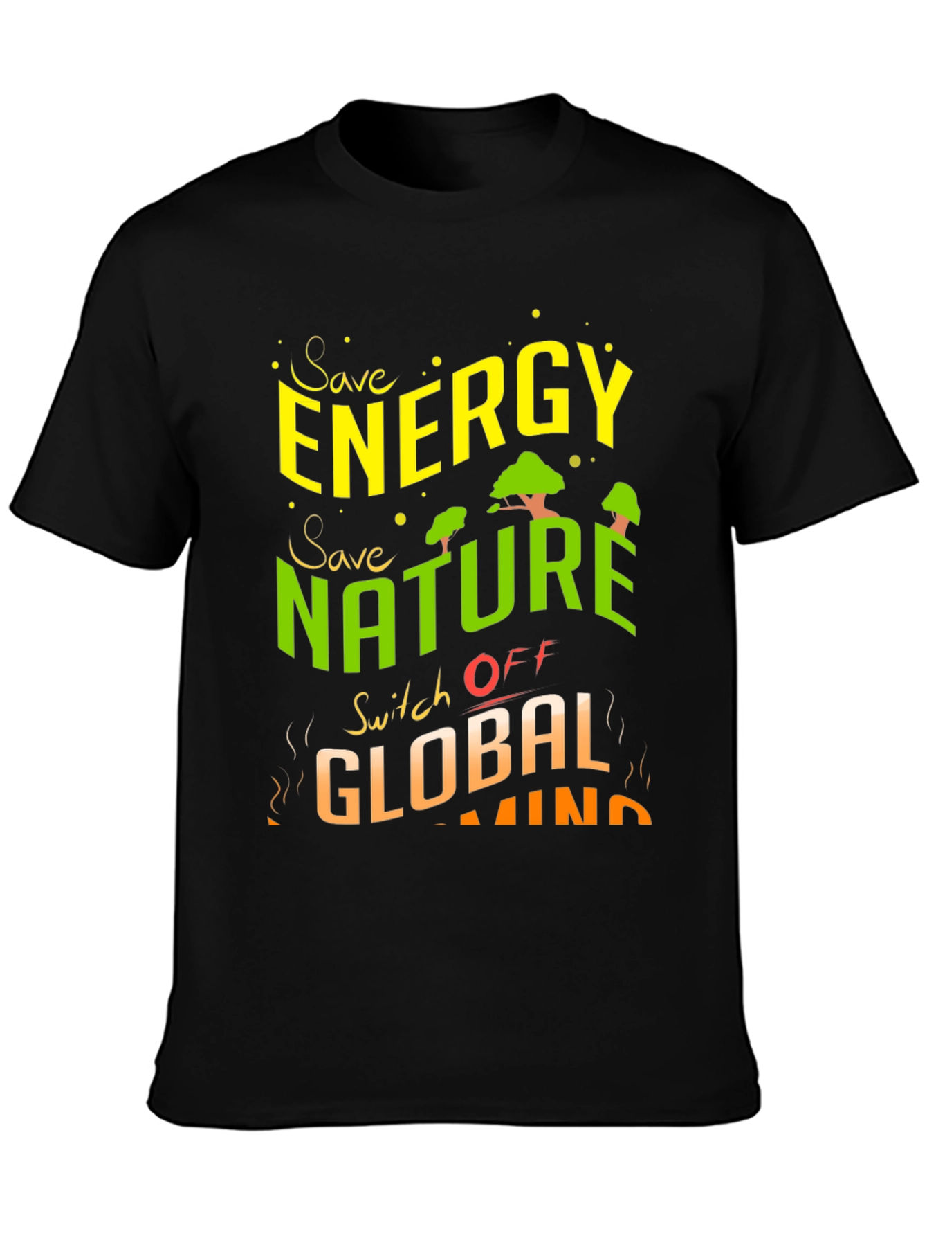 Eco-Friendly Save Energy Graphic Print T-Shirt