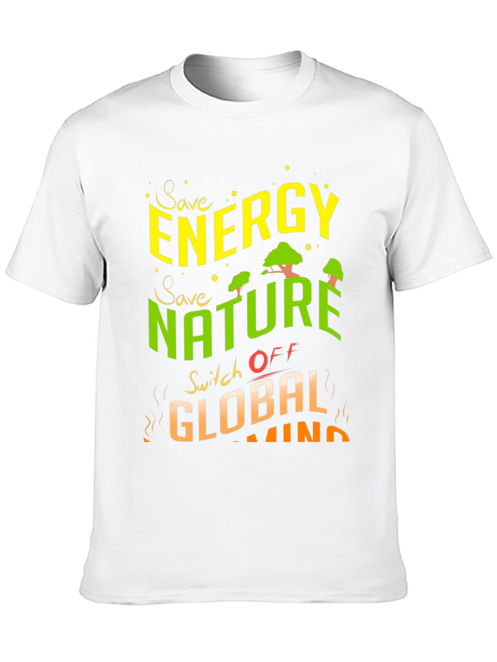 Eco-Friendly Save Energy Graphic Print T-Shirt