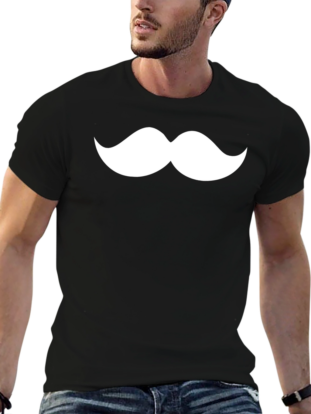 Mustache Graphic Tee - Classic Black Cotton T-Shirt