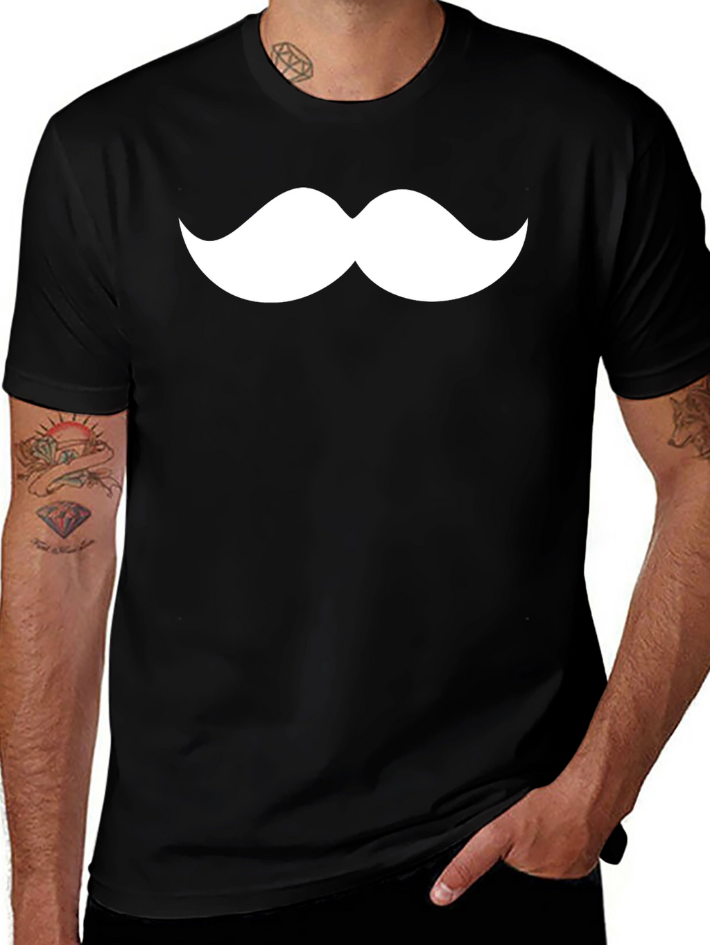 Mustache Graphic Tee - Classic Black Cotton T-Shirt