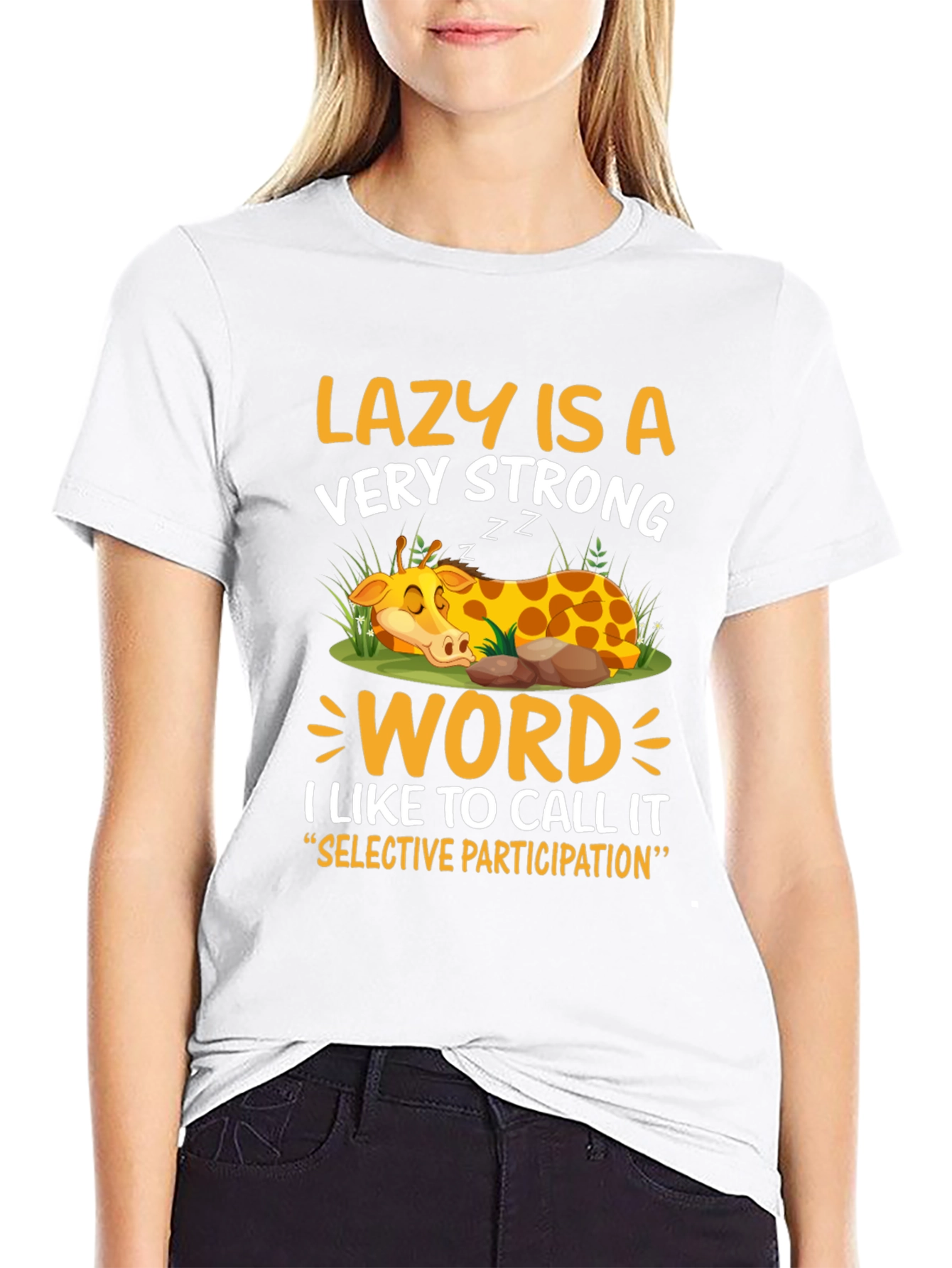 Lazy Giraffe Graphic Tee - Strong Word Choice