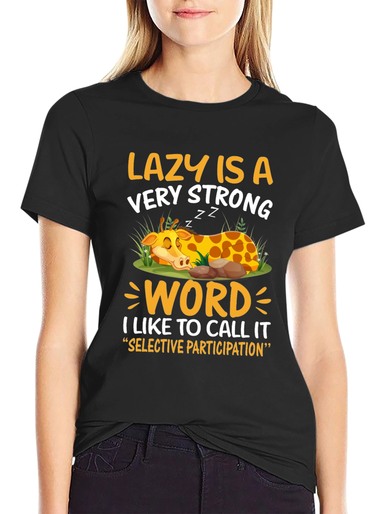 Lazy Giraffe Graphic Tee - Strong Word Choice