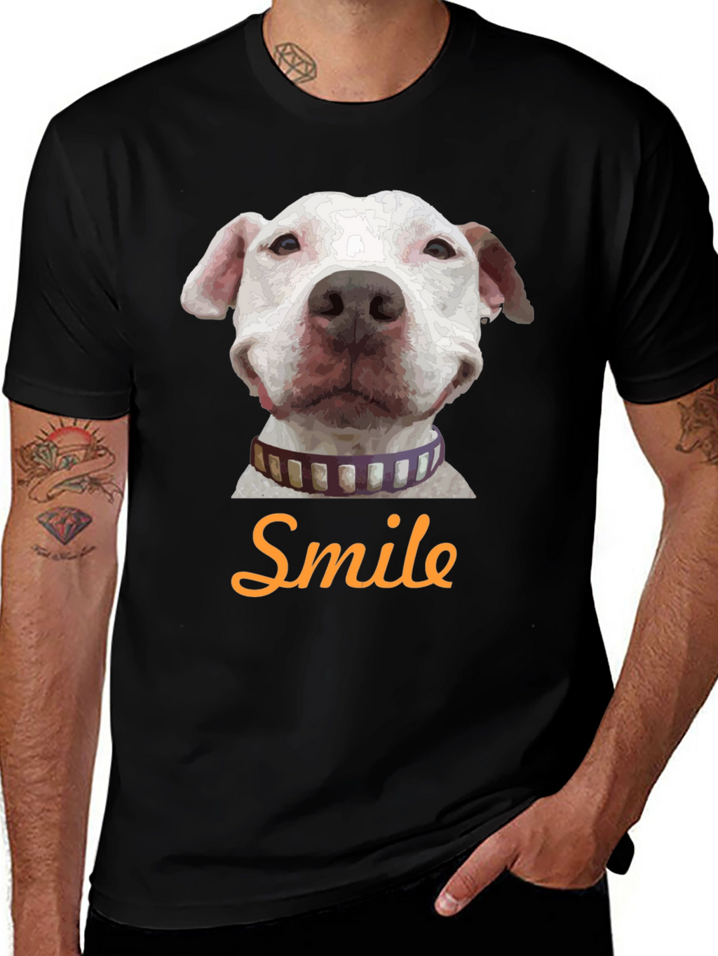 Smile Dog Graphic T-Shirt - Black
