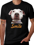 Smile Dog Graphic T-Shirt - Black