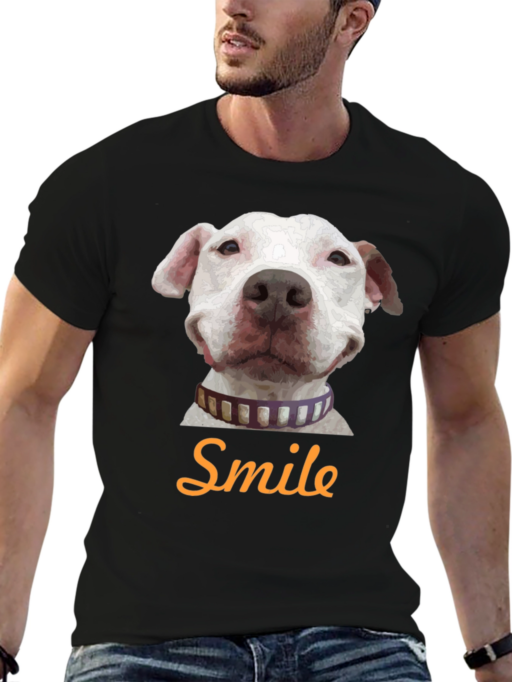 Smile Dog Graphic T-Shirt - Black
