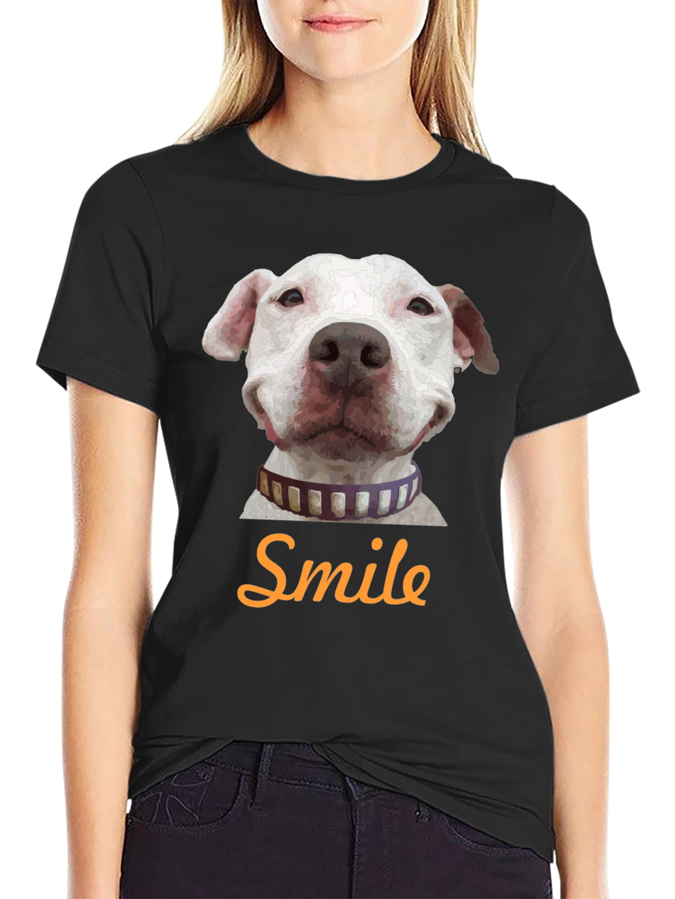 Smile Dog Graphic T-Shirt - Black