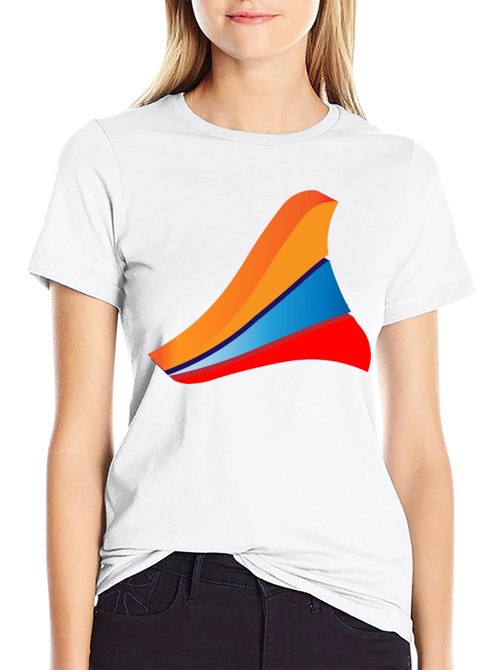 Mens Black T-Shirt with Abstract Wave Design