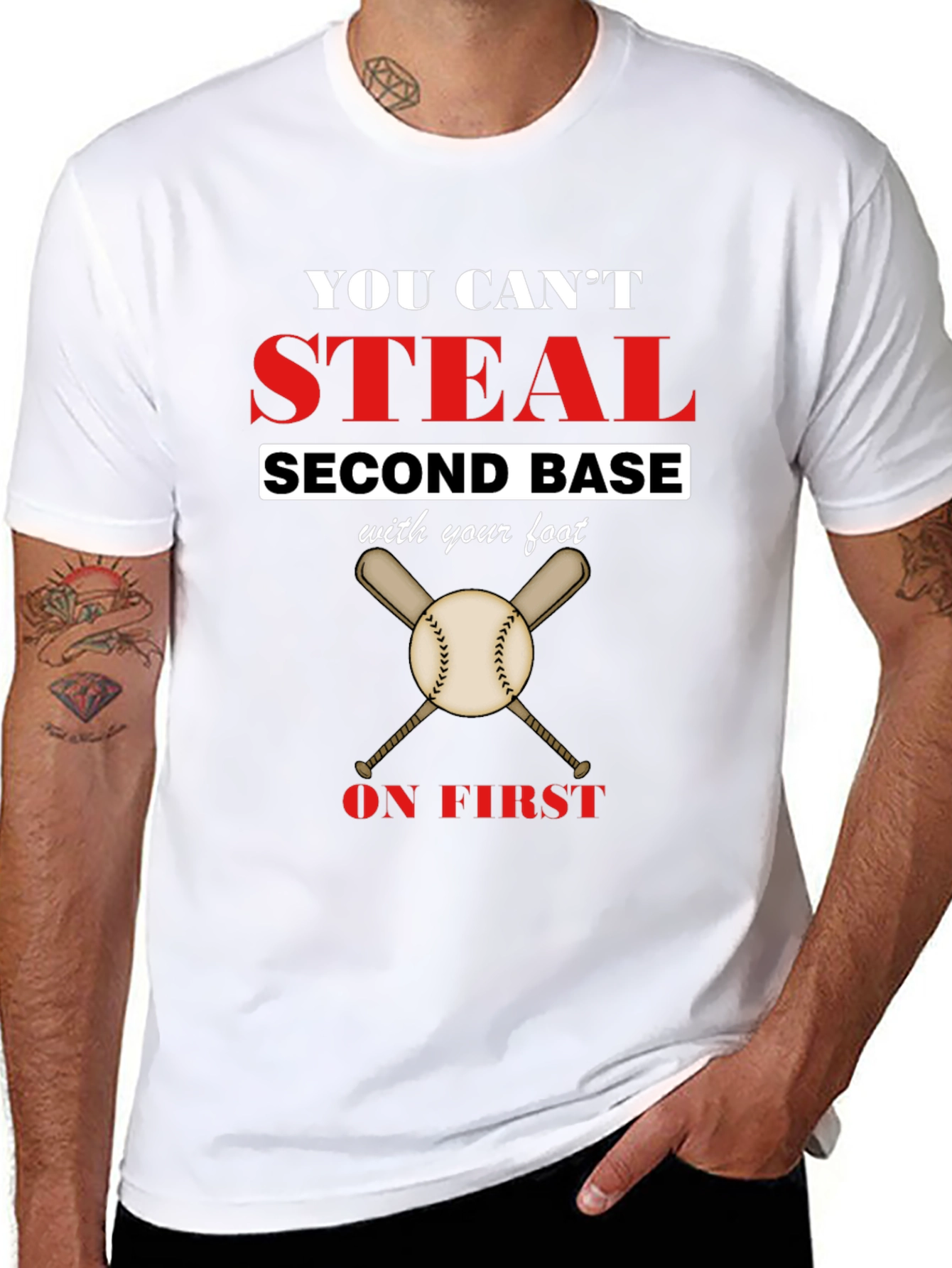 Baseball Slogan T-Shirt - You Cant Steal Second