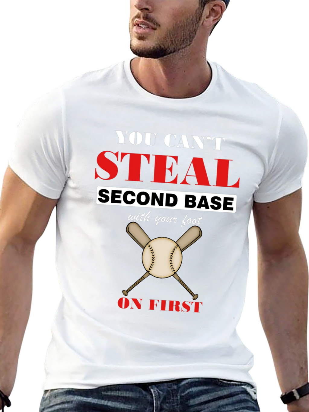 Baseball Slogan T-Shirt - You Cant Steal Second