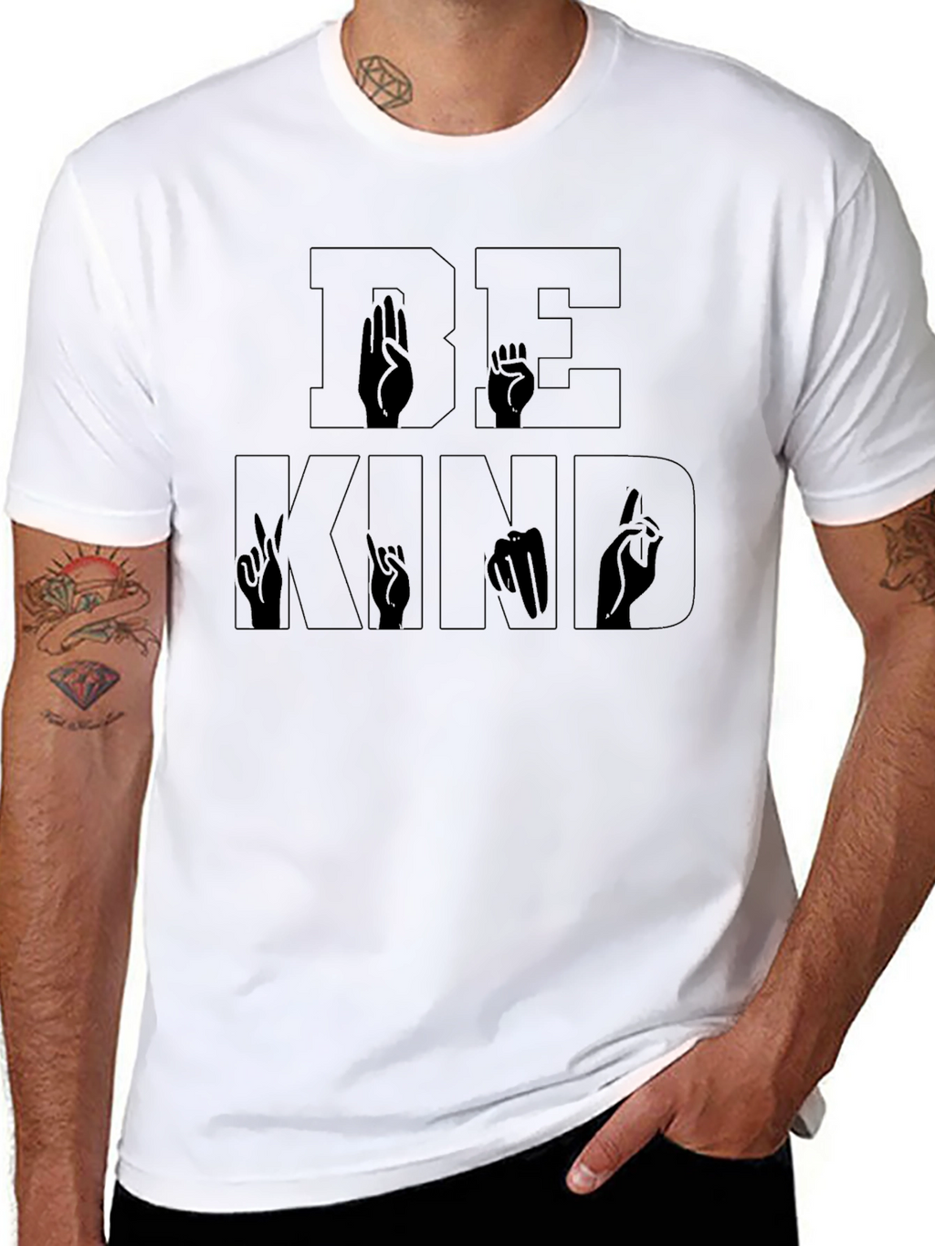 Be Kind Sign Language Black T-Shirt