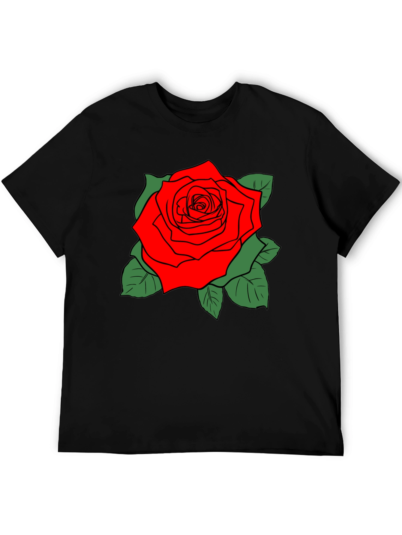 Bold Rose Graphic Black T-Shirt