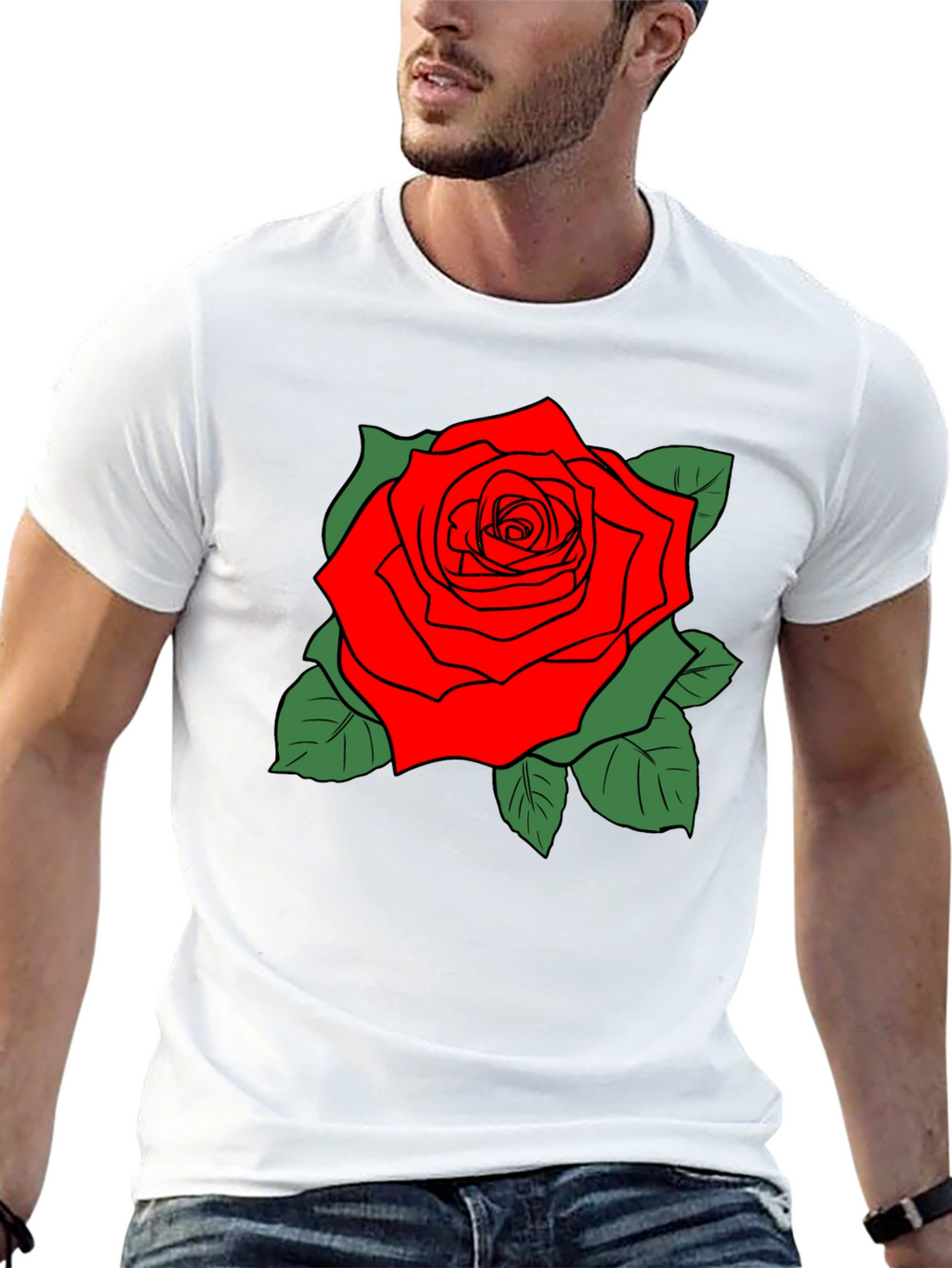 Bold Rose Graphic Black T-Shirt