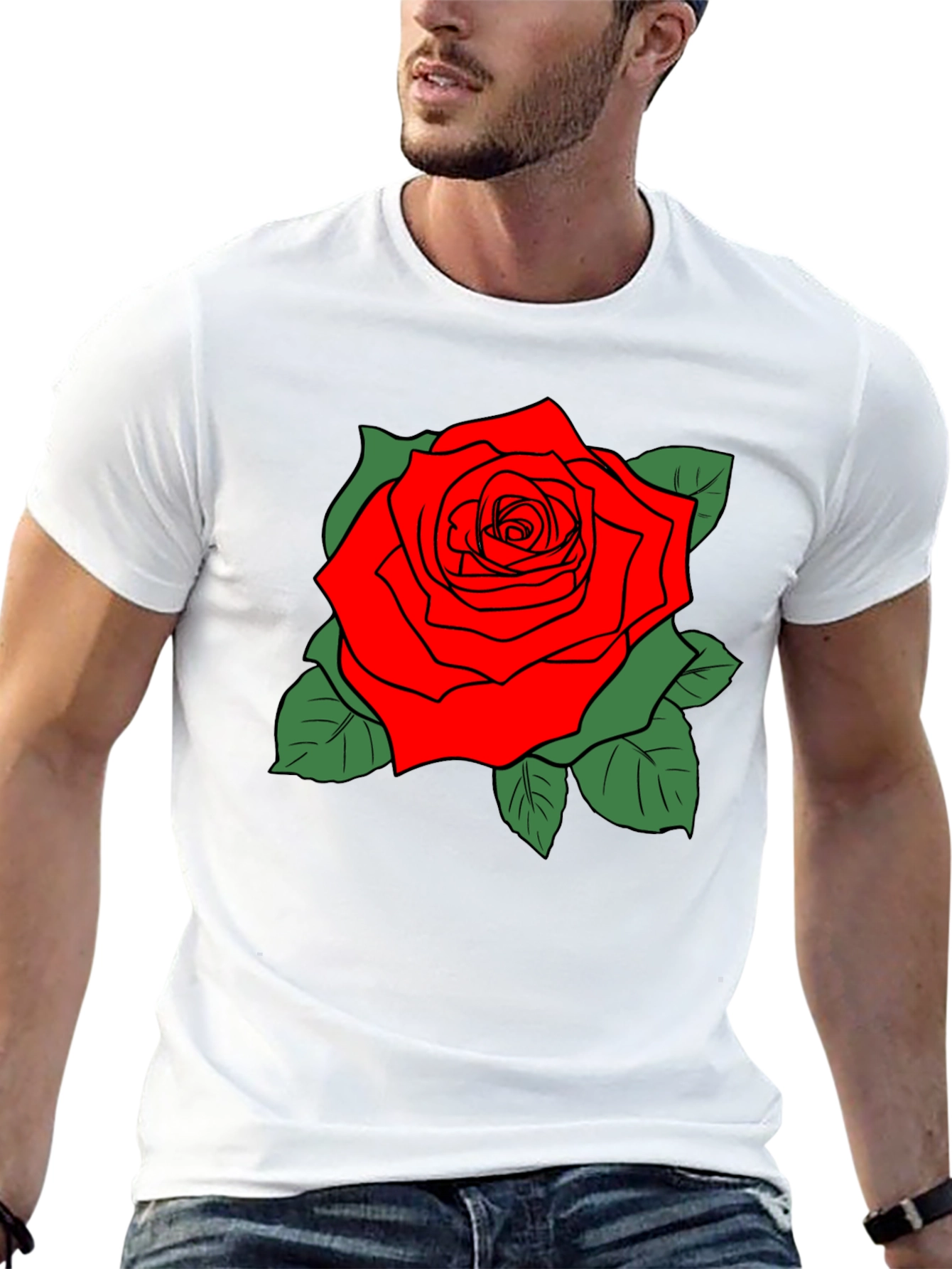 Bold Rose Graphic Black T-Shirt