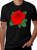 Bold Rose Graphic Black T-Shirt
