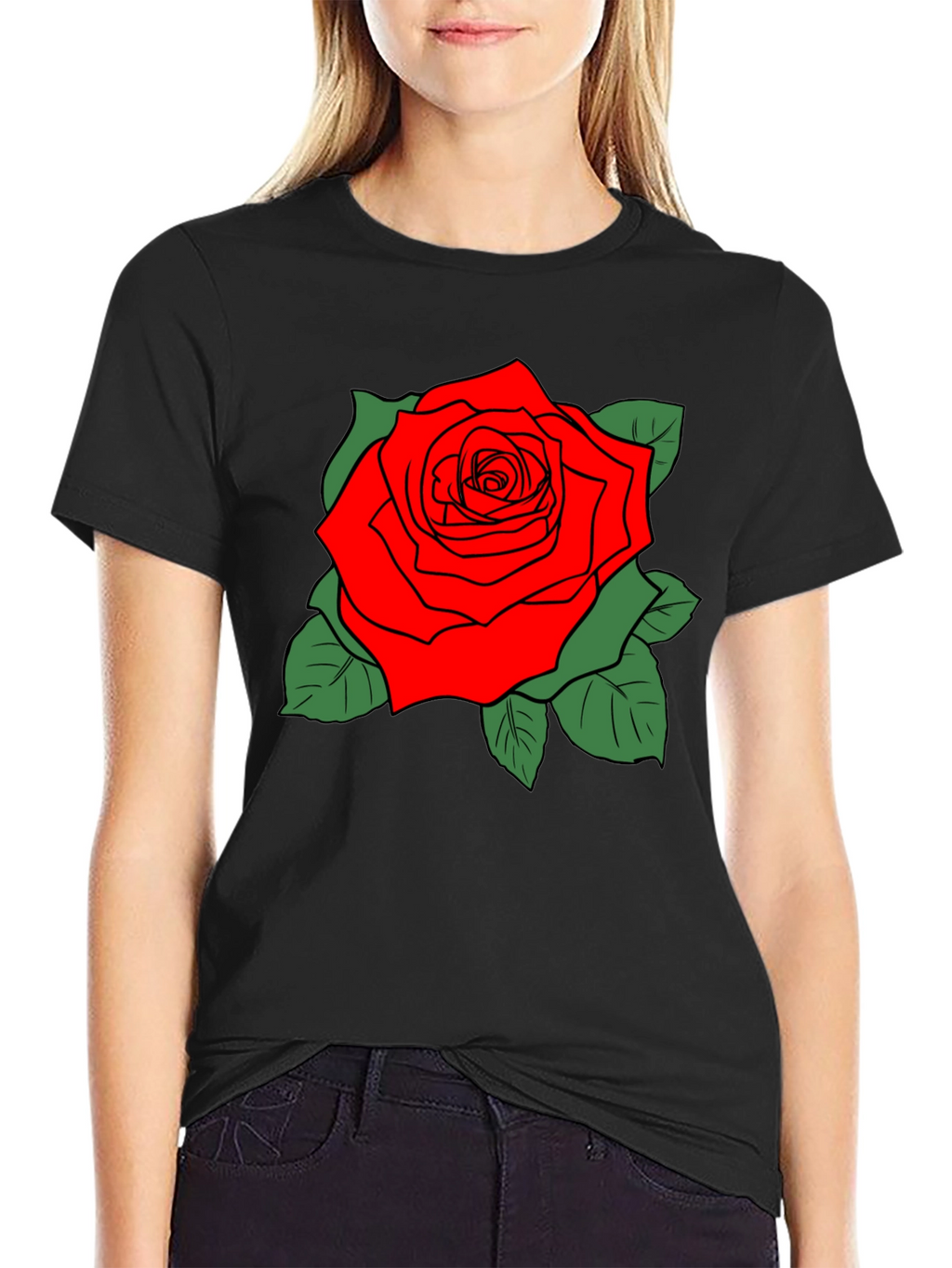Bold Rose Graphic Black T-Shirt