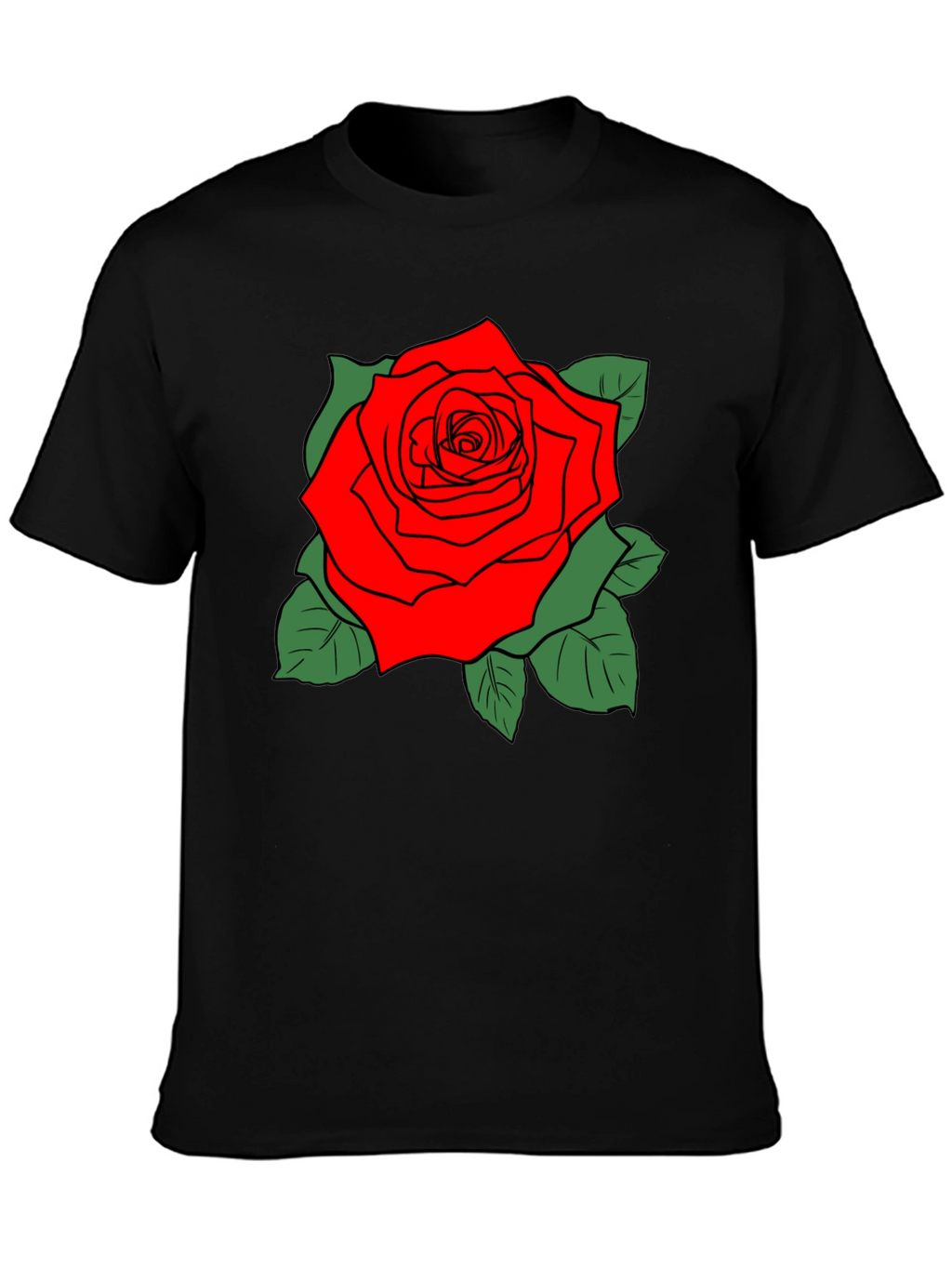 Bold Rose Graphic Black T-Shirt