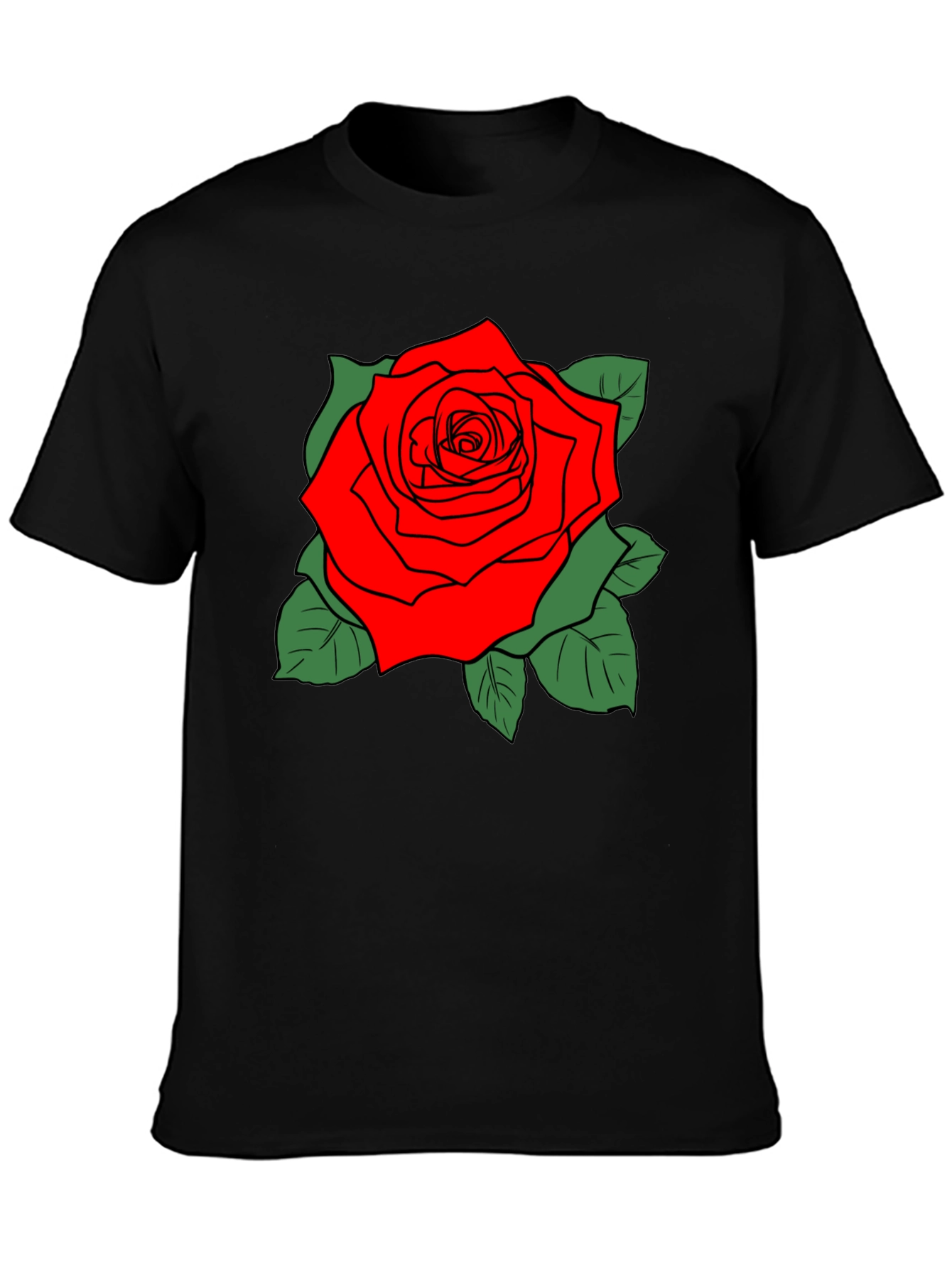 Bold Rose Graphic Black T-Shirt