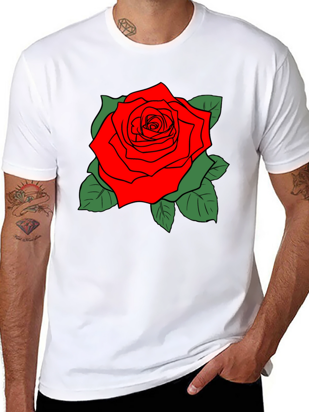 Bold Rose Graphic Black T-Shirt