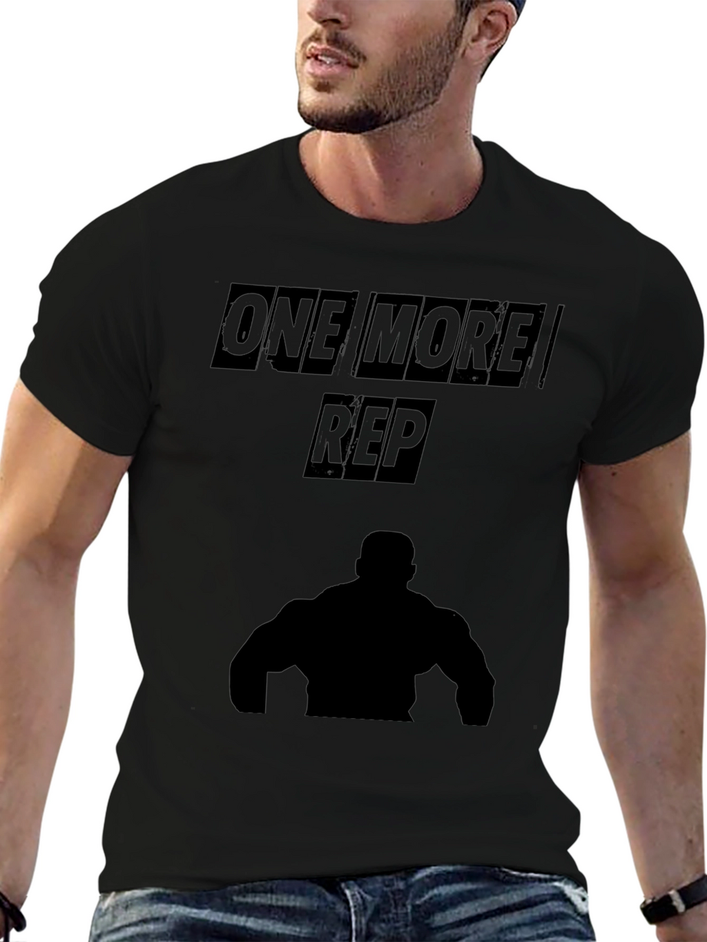 One More Rep Black Graphic Workout T-Shirt
