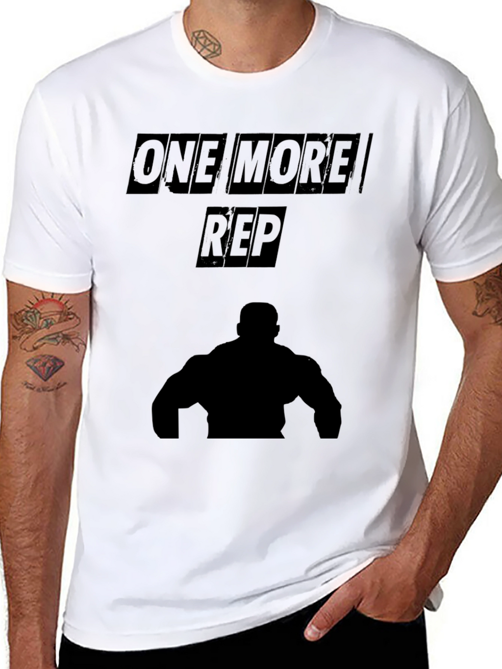 One More Rep Black Graphic Workout T-Shirt