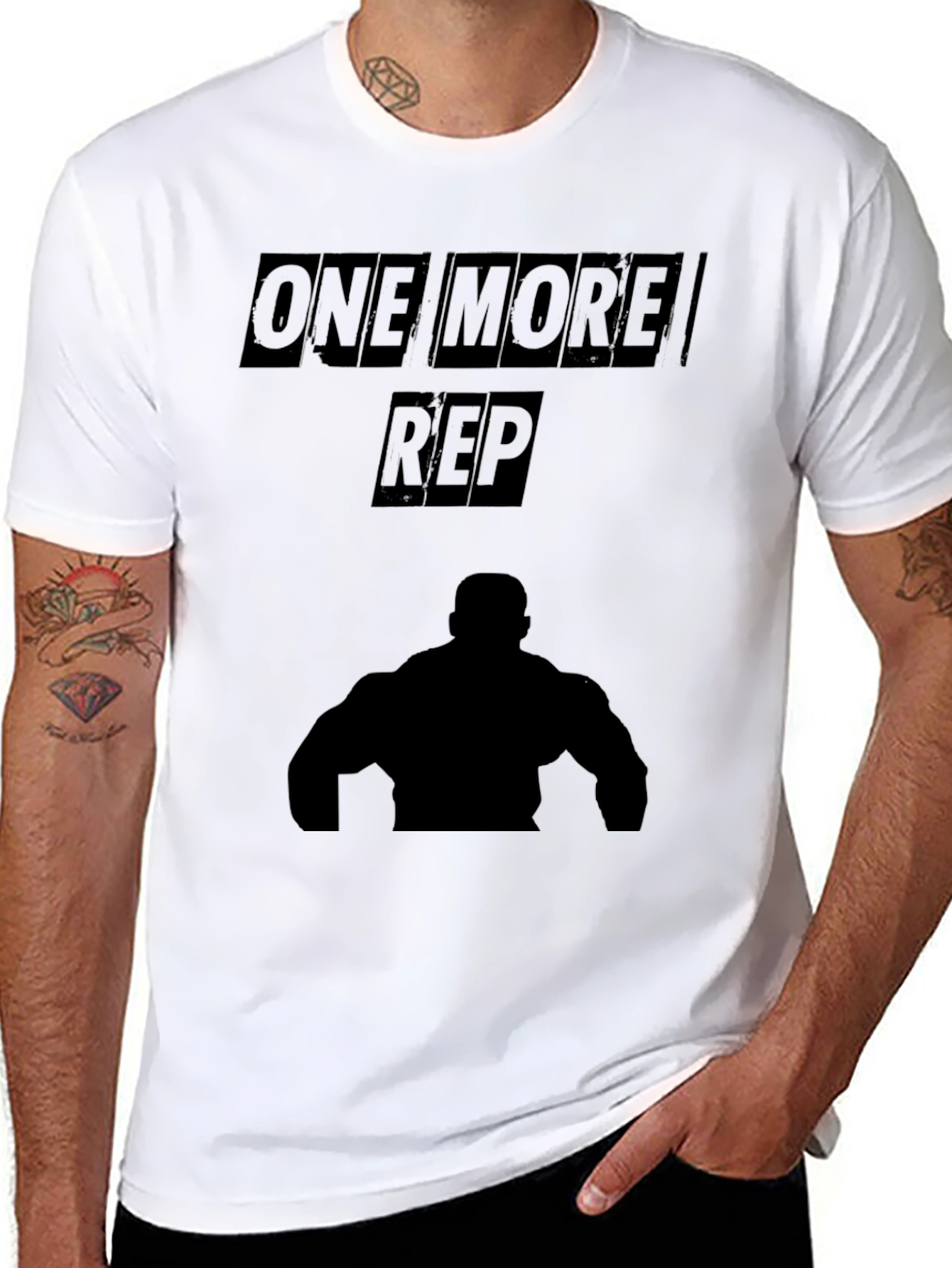 One More Rep Black Graphic Workout T-Shirt