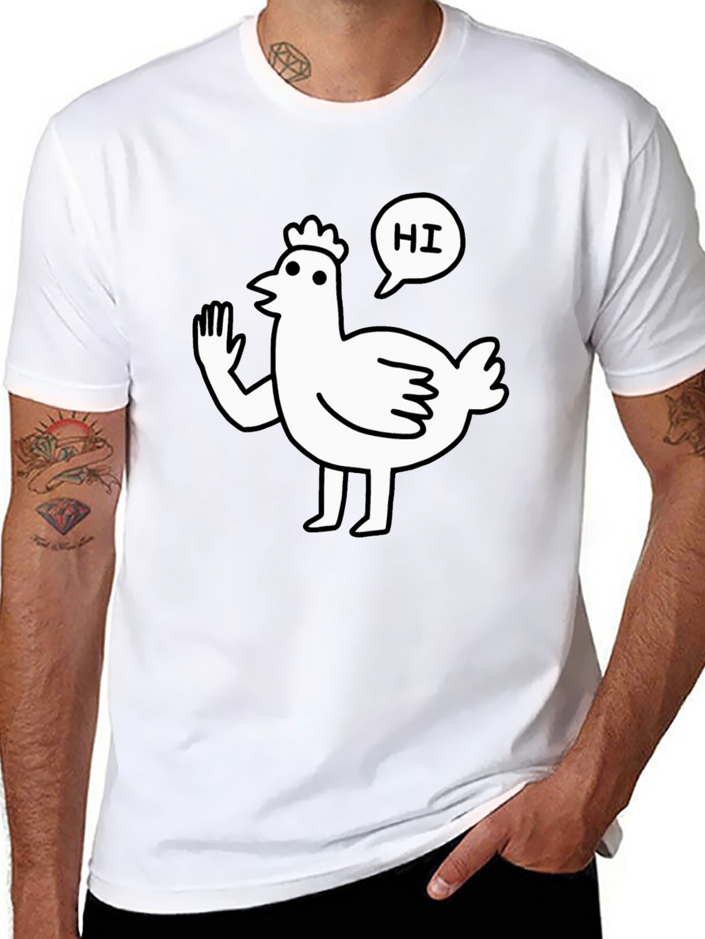 Funny Chicken Waving Hi T-Shirt