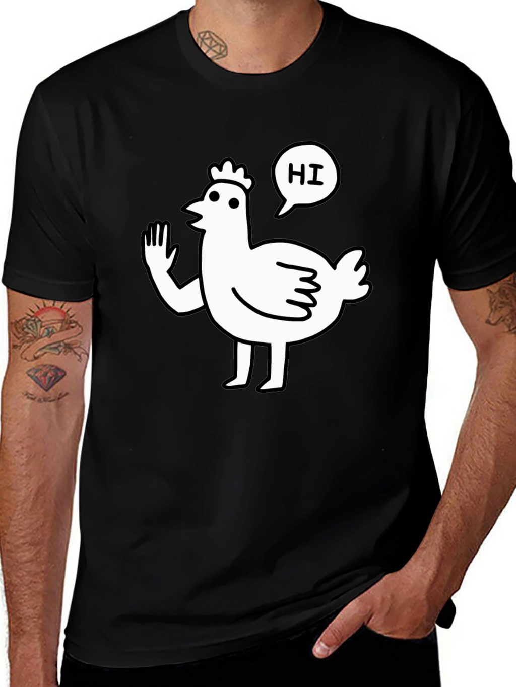 Funny Chicken Waving Hi T-Shirt