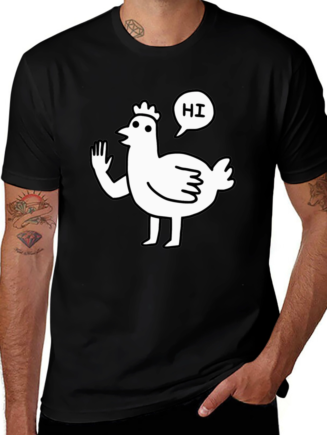 Funny Chicken Waving Hi T-Shirt