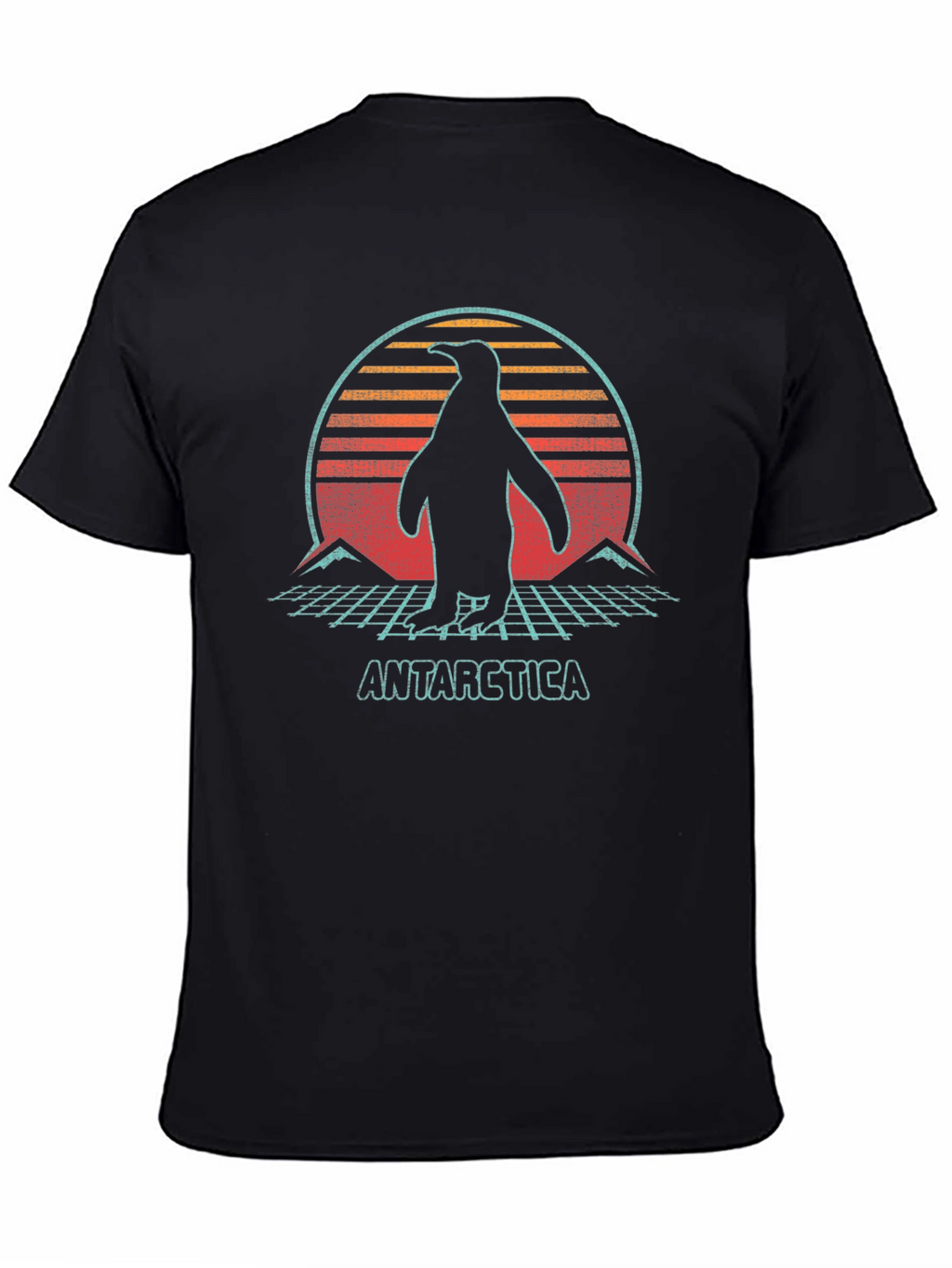 Retro Antarctica Penguin Graphic Tee - Black